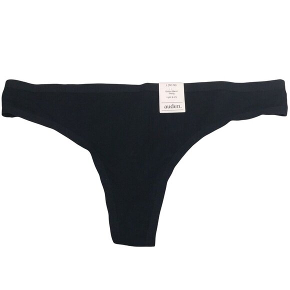 Auden Womens Size Large 12-14 Thong Panty Lightweight Airy Black New With Tags - Picture 1 of 8